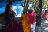 Puestos de flores, gorditas, tamales, burritos y elotes, invaden las calles y banquetas cercanas.