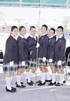 20022011  Sánchez, Frida Solís, Valeria López, Fanny Montelongo, Atalia Campos y Sayil Calderón, integrantes de la escolta del colegio Cervantes.