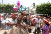 Participantes de la danza del Calala, recorren varios municipios de la de depresión central del estado de Chiapas, representando los personajes del sincretismo durante las festividades de Corpus.