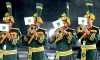 La banda de las fuerzas armadas de Pakistán participa durante un ensayo del Festival Internacional Militar.