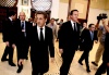 David Cameron y Sarkozy visitaron a pacientes en el Centro Médico de Trípoli.