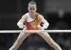 La española Beatriz Cuesta durante su ejercicio de salto de potro.