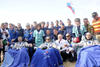 Los astronautas comparecen ante los medios en Kostanay, Kazajistán, después de aterrizar hoy sin contratiempos. (EFE)
