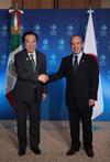 El presidente de México, Felipe Calderón durante la reunión bilateral con el primer ministro de Japón, el excelentísimo señor Yoshihiko Noda.