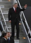 El primer ministro de Japón, Yoshihiko Noda a su llegada a Los Cabos para participar en la cumbre del G-20.