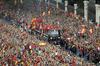 La selección española llegaba a la plaza de Cibeles. (EFE)