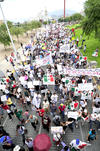 Cientos de jóvenes convocados por el movimiento estudiantil #YoSoy132 marcharon en contra del candidato del PRI a la Presidencia de la República, Enrique Peña Nieto, en diversas ciudades del país.