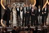 El filme Los Miserables,  obtuvo el premio a la mejor película musical o de comedia y sus astros Hugh Jackman y Anne Hathaway recibieron los premios al mejor actor en una cinta musical o de comedia y mejor actriz de reparto, respectivamente.