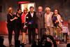 Laura Flores, el productor Sergio Gabriel, Rocío Banquells, Juan Ferrara, Jacobo Zabludovsky, Rafael Inclán y Socorro Bonilla durante develación de placa por las 100 representaciones de la obra Made in México en el Teatro Insurgentes en el DF.