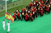 La fiesta en el estadio fue acompañada por aficionados congregados en la Esplanada de los Ministerios por ocho pantallas gigantes instaladas para que el público pudiera seguir el partido inaugural, entre Brasil y Japón.