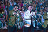 La banda Estrellas de Sinaloa aprovechó para ofrecer a los habitantes de la región canciones de su más reciente producción discográfica Justo a Tiempo.
