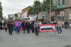 Ferrocarrileros activos y jubilados recorrieron la avenida Juárez hasta llegar a la calle Múzquiz en donde se encuentra la parroquia de Guadalupe