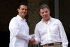 El presidente mexicano Enrique Peña Nieto fue recibido este lunes por su homólogo de Colombia, Juan Manuel Santos Calderón, en la sede de los trabajos de la Cumbre.