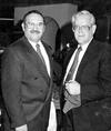 Ángel Nieto y Jorge Zermeño, entonces presidente, en la inauguración del Museo del Ferrocarril.
