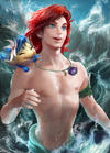 Ariel se transformó en un atractivo sireno pelirrojo.