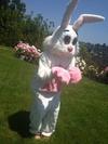 Victoria Beckham compartió una imagen de su celebración en la que aparece una botarga de conejo y cuestionó a sus seguidores sobre quién se encontraría debajo del disfraz.