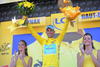 Tony Gallopin celebró su victoria tras cruzar la meta de la 11º etapa de la 101º edición del Tour de Francia 2014.