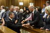 Pistorius al escuchar la condena a cinco años de prisión.