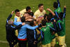 Moisés Muñoz celebrando su segundo título con las Águilas.