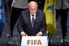 Se dieron protestas contra Joseph Blatter antes de la celebración del 65 Congreso de la FIFA en Zúrich.