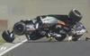 El mexicano probaba la pista del circuito húngaro cuando tuvo problemas en su monoplaza y perdió el control.