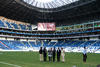 Sin aficionados presentes, el presidente Enrique Peña Nieto inauguró el estadio del Club de Futbol de Los Rayados de Monterrey.