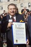 "Don Francisco Boulevard" es el nombre que desde hoy figura en la calle 168 y Broadway, en el Alto Manhattan, hogar de la comunidad dominicana en Nueva York.