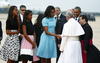 La primera dama estadounidense, Michelle Obama también recibió al líder católico.