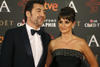 Los actores y esposos Javier Bardem y Penélope Cruz a su arribo al Hotel Auditorium de Madrid.