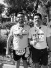 18032016 CRUZAN A LA META.  Adebel Martínez y Mario Sosa, al terminar una vez más el Maratón Lala.