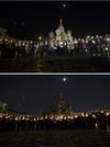Emotivo. Personas encendieron velas frente a la Basílica de San Basilio en Moscú, para recordar a las víctimas del accidente aéreo.