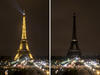 Sin luz. En París más de 300 lugares se apagaron como la Torre Eiffel.