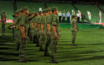 En la ceremonia participaron elementos de la banda de música de la XI región militar y la banda de guerra del 33 Batallón de Infantería del Ejército Mexicano.