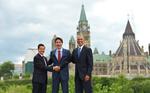 Peña Nieto junto al primer ministro de Canadá, Justin Trudeau (c), y el presidente de EU, Barack Obama, en la Cumbre de Líderes de América del Norte.