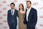 Damien Chazelle, Emma Stone y Ryan Gosling.