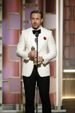 Ryan Gosling se alzó con el Globo de Oro como mejor actor en musical o comedia en cine por su trabajo en La la Land.