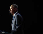Obama fue recibido con una gran ovación en el centro de convenciones McCormick Place de Chicago.