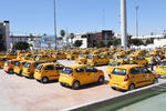 Fueron alrededor de 500 los taxis que se concentraron en la Plaza Mayor.