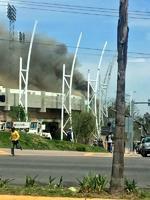 Se registra incendio en el Estadio Francisco Villa.