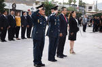 El alcalde interino, Jorge Luis Morán, saludó a los asistentes desde un templete ubicado en la Plaza Mayor, en Matamoros y Galeana.