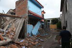 Aspectos de viviendas dañadas en Jojutla.
