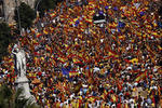 También gritaron "No estáis solos" a las fuerzas de seguridad del Estado español y exhibieron banderas españolas y catalanas
