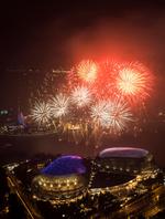 Singapur lleno el cielo de luces para celebrar el año nuevo.