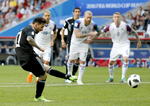 Al final del partido, Messi cobró un penal.