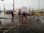 En los bulevares las calles se inundaron debido a las fuertes lluvias registradas.