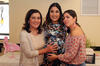 07012019 FIESTA DE CANASTILLA.  Diana Dávila García acompañada de María Esther y Karen, en su baby shower.