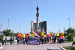 Estudiantes protestaron en la Plaza Mayor.