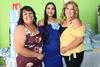 04072019 FIESTA DE CANASTILLA.  Luisa Salas Maldonado con Elizabeth Maldonado y Victoriana López en el baby shower que le organizaron con motivo del próximo nacimiento de su bebé.