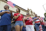 Fourth of July

Parade attendees remove their caps and place their hands over their hearts during the playing of the national anthem Thursday, July 4, 2019,  for the Brownsville Herald's 19th annual Salute to Freedom Fourth of July parade in Brownsville, Texas. (Denise Cathey/The Brownsville Herald via AP)