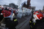 Desfile de Año Nuevo en el centro de Minsk, Bielorrusia.